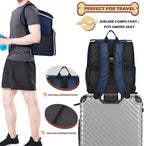 BAGLHER 丨Dog Travel Bag Backpack, Airline Approved Pet Supplies Backpack, Dog Travel Backpack With 2 Silicone Collapsible Bowls and 2 Food Baskets Dark Blue