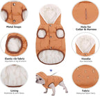 Fleece Hoodie, Windproof Waterproof Coat, Winter Warm Jacket, Cold Weather Pet Apparel Clothes Vest for Small Medium Large Dogs, Khaki, M