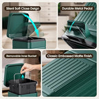 CEROELDA Small Trash Can with Lid-5L/1.3 Gal,Stainless Steel Outdoor Dog Poop Garbage Can-Farmhouse Retro Metal Waste Bin w/Step Pedal for Bathroom Bedroom Office-Soft Close-Green