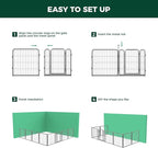 FXW Garden Fence Outdoor for The Yard – 24in(H) x 60.9ft(L) Heavy Duty Metal Animal Barrier for Dog and Rabbit, Decorative Dog Fence, 32 Panels, Silver
