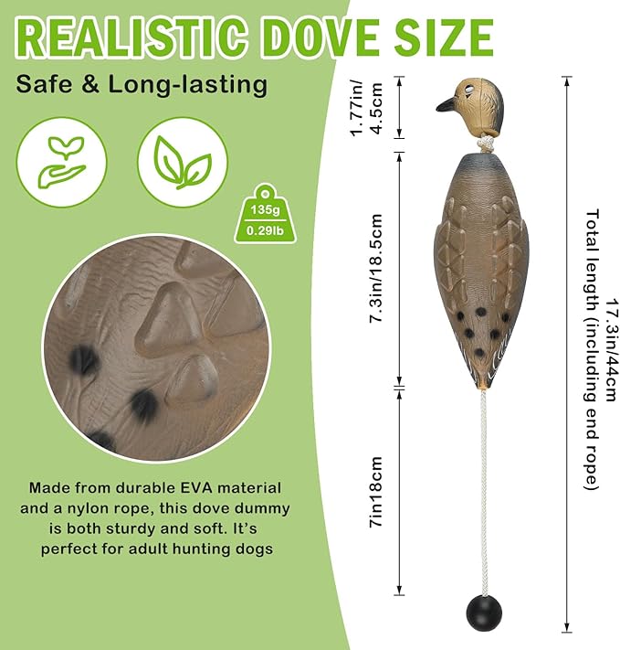 Archerest Dead Duck Dove Pheasant Dummy Bumper Toys for Waterfowl Hunting Retriever Dog Training, Floating Mallard Dummy Trainer Outdoor Soft Durable Realistic Fowl