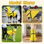 Dog Raincoat: Dog Rain Jacket with Reflective Harness & Removable Hood | Waterproof Dogs Rain Coat Poncho for Large Medium Small Dogs Puppies (Yellow - S)