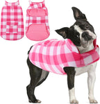 AOFITEE Dog Coat Plaid Dog Winter Coat for Large Dogs, Warm Dogs Jacket Christmas Sweater, Waterproof Pet Puffer Jacket, Reversible Pet Cold Weather Coats for Small Medium Large Pets, Pink XXL