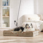 Bedsure XL Orthopedic Dog Bed for Extra Large Dogs - Washable XLarge Dog Cat Bed Waterproof, Comfort Dogs Couch Sofa with Washable Removable Cover, Pet Bed with Nonskid Bottom, Hazel, 42"