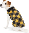 Goldpaw Duluth Double Fleece Dog Sweater Vest for Small Dogs - Soft, Stretchy Dog Fleece - Warm Pet Jacket for Fall and Winter - Pet Outerwear - Machine Washable - Gold Buffalo Check/Black - Size 12