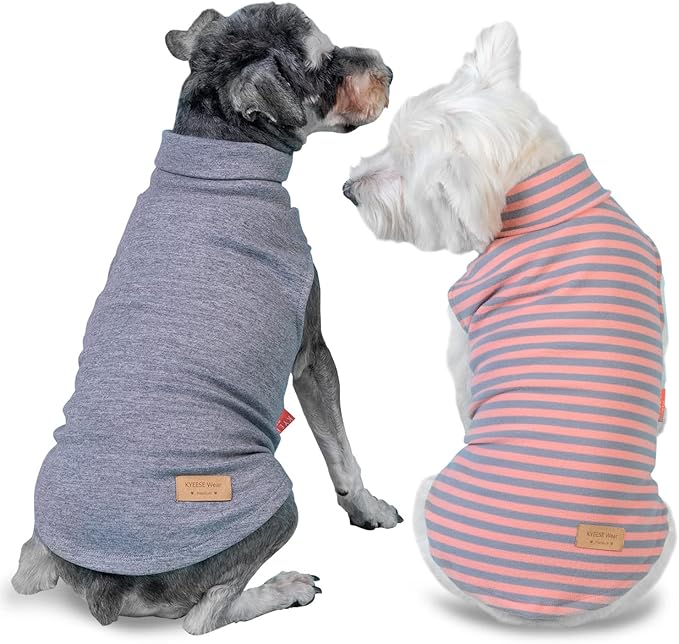 KYEESE 2Pack Dog Sweater Warm Dogs Clothes Stretchy Dachshund Clothes Soft Pets Coats Turtleneck Pet Sweatshirt Turtleneck Dog Sweaters for Small Dogs Girl