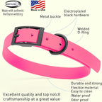 Dogline Biothane Waterproof Dog Collar Strong Coated Nylon Webbing with Black Hardware Odor- Proof for Easy Care Easy to Clean High Performance Fits Small Medium or Large Dogs, Passionfruit Pink