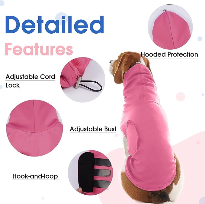 X-Small Anxiety Vest for Dogs,Sleeveless Lightweight Calming Shirt |Adjustable with Chest & Hood for Puppy,Anti-Anxiety Clothes for Noise,Fireworks,Storm(Rose)