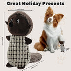 Crinkle Dog Toys Squeaky Plush No Stuffing Cute Puppy Stuffless Tough Rop Pull Toy, Fun Dog Stuffed Animals Durable Chew Set for Small Medium Large Pup (Large, Dark Brown Squirrel)