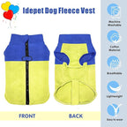 Idepet Dog Fleece Vest Sweater Zip Up Warm Pullover Dogs Jacket with D-Ring Leash Winter Cold Weater Coat Pet Sweatershirt Clothes Hoodie for Small Medium Dogs Boy Girl (Blue/Green, L)