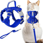 Cat Harness and Leash Set Escape Proof for Kitten Walking, Soft Adjustable Top Handle Vest Harnesses for Cats, Easy Control Breathable Reflective Small Medium Large, Sapphire Blue,XXS