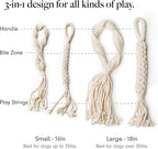 LAY LO Natural Cotton Dog Rope Toys | 18 inch 2-Pack | for Medium and Large Dogs | Includes Live Dog Trainer Support | Durable & Eco-Friendly | Unique Boho Designs with Handle | Puppy Teething Toy