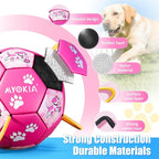 Size 2 Pink Dog Soccer Ball with Straps Durable Training Ball for Pets, Interactive Outdoor Dog Toy for Small to Medium Puppies Essential Pet Supplies