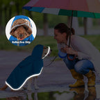 Lukovee Dog Raincoat, Adjustable Dog Rain Jacket with Clear Hooded Double Layer for Large Medium Small Dogs Puppies, Waterproof Rain Coat Poncho with Reflective Storage Pocket & Rim (BL,M)