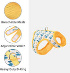 Mile High Life Dog Harness, Air Mesh Floral Vest Harness for 20 lbs Small Dogs & Cats, Easy Get on Adjustable Easy Closures Both Neck and Chest(Yellow Flower, XS Chest 14"-16")