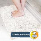 Muddy Mat® AS-SEEN-ON-TV Highly Absorbent Microfiber Door Mat and Pet Rug, Non Slip Thick Washable Area and Bath Mat Soft Chenille for Kitchen Bathroom Bedroom Indoor and Outdoor - White 24" x 72"