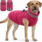SAWMONG Dog Coat, Warm Dog Winter Coat, Waterproof Fleece Jacket, Cold Weather Dogs Jacket (XL,Rosered)