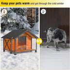 AIVITUVIN Outdoor Heated Dog House with Heating Pad Insulated Dog House with Anti-Chewing Metal Frame Large Dog Kennel Weatherproof for Winter 40.6“L