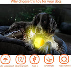 LaRoo LED Dog Ball, Dog Toys Silicon Glowing LED Dog Ball with USB Rechargeable Glow in The Dark Dog Ball Teeth Cleaner Training Ball(White)