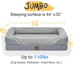 Washable Orthopedic Large Dog Bed - Removable Waterproof Cover with Bolster Extra Large Dog Bed Foam Support XL Large Big Pet Dogs Beds