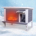 GEGURI Insulated Cat House Outdoor Weatherproof, Feral Cat Shelter for Winter, Large Wooden Enclosure