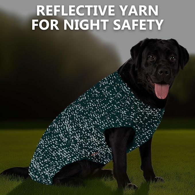 KYEESE Dog Christmas Sweater for Large Dogs with Leash Hole Warm Pullover with Reflective Yarn Male Thick Stretchy Knitwear Winter Soft Pet Coat boy Cold Weather Comfy Dog Sweaters,Green, XX-Large