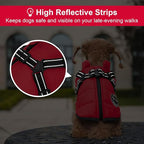 Warm Winter Coat, Fashion Sports Cold Weather Jacket With Built-in Harness, Reflective & Adjustable Comfortable Pet Vest, Waterproof Windproof Apparel for Small Dogs (Red)