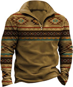 HOTYD Aztec Cowboy Mens Hoodie Vintage Graphic Western Hoodies Casual Long Sleeve 1/4 Zip Pullover Mens Country Jacket