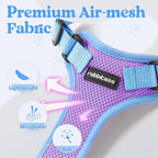 rabbitgoo Cat Harness and Leash Set, Escape Proof Soft Adjustable Vest Harnesses for Outdoor Walking, Easy Control Breathable Kitten Jacket with Reflective Strips, Purple & Blue, M