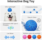 Interactive Dog Toys Dog Ball,Durable Motion Activated Automatic Rolling Toys for Medium/Large Dogs,Automatic Moving, Bouncing,and Rotating,E-TPU Material, IP54 Waterproof (Blue)