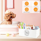 Dog Storage Organizer,Dog Grooming Organizer,Portable Shower Caddy Organizer for Dog Cat Stuff,Divided Basket Bin Storage for Dog Cat Grooming Kit,Shampoo,Trimmer,Clipper,Combo,Brush