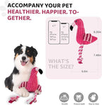 Squeaky Dog Toys - Plush Dog Toys with Soft Durable Fabric for Small Medium Large Breeds, Interactive Tug of War Rope Chew Toys, Teeth Cleaning, Dental Care, and Keep Dogs Busy (Flamingo-Red)