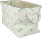 Bone Dry Pet Storage Collection Paw and Bone Print, Small Rectangle, 14x8x9", Mint