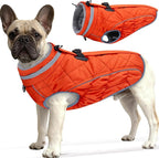 Dog Coat, Warm Dog Winter Coat for Small Dogs, Waterproof Jacket with Harness Built in, Reflective Turtleneck Cold Weather Coats with Zipper,Pet Fleece Vest Snow Jacket, Orange XS