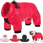 AOFITEE Dog Coat, Waterproof Dog Winter Jacket, Warm Fullbody Small Dogs Snowsuit, Winter Coat for Small Dogs, Zip Up Pet Puffer Jacket Fleece Vest, Outdoor Reflective Pet Snow Jackets, Christmas Red