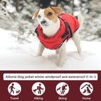 Aiboria Dog Jackets for Winter Windproof Waterproof 2 in 1 Outfit Cold Weather Coat Dog Vest Harness Puppy Winter Warm Jacket Green M