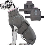 Dog Winter Coat for Small to Large Dogs(XS-XXXL)– Waterproof Windproof Fleece Lined Jacket with Reflective Trim,Pet Vest with Adjustable Buckles, Machine Washable Grey 2XL