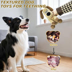 Squeaky Stuffed Dog Toys, Chew Toy for Large Medium Small Breeds, Plush Dog Toys to Keep Them Busy, Puppy Teething Dog Toy, Crinkle Dog Toy (Khaki Dog)
