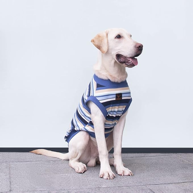 Extra Large Dog T Shirts Clothes Sleeveless Tank Top Vest for Labrador Rottweiler Great Dane, Blue, 5X-Large