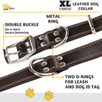 ADITYNA Heavy Duty Leather Dog Collar for Extra-Large Dogs - Soft and Strong Black Leather Collar for XL Breeds (Extra-Large: Fit 22" - 30" Neck, Black)