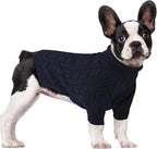 Small Dog Thermal Pullover Sweater, Classic Turtleneck Cable Knitwear Dog Clothes for Cold Weather Warm Pet Clothes for Chihuahua, Bulldog, Dachshund, Pug Navy Medium