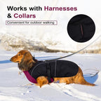 Lelepet Dachshund Coat Warm Dog Winter Coat Waterproof Dog Jacket with Fleece Lining, Reflective Outdoor Dachshund Snowsuit with Leash Hole Adjustable Neckline,Coats for Small Medium Dogs,Purple, S