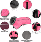 Fragralley Dog Coat Medium, Waterproof Dog Jacket with Warm Fleece Lining, Adjustable Reflective Dogs Winter Coat, Turtleneck Pet Coats for Cold Weather (Pink M)
