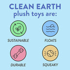 Spunky pup Clean Earth Plush Dog Toy with Squeaker - Recycled, Eco-Friendly, Floats for Beach, Lake, Pool - Chameleon