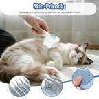 Self Cleaning Slicker Brush, 2-in-1 Cat Brush for Shedding, Skin Friendly Grooming Tool for Long & Medium-Long Hair Pets, Adjustable Bristle Length with Dematting Comb for Cats, Dogs (Blue)