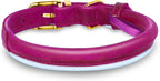 OOPSDOGGY Reflective Rolled Leather Dog Collar Adjustable Soft Padded Pet Collar for Small Medium Large Breed Dogs (Pink, XS, 8"-11")