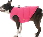 Gooby Padded Vest Dog Jacket - Solid Pink, Large - Warm Zip Up Vest Fleece Jacket with Dual D Ring Leash Water Resistant for Small to Medium Dogs