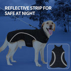 HEYWEAN Dog Winter Coat - Waterproof Windproof Reflective Vest for Medium & Large Breeds Adjustable Warm FleeceLined Jacket with Magic Tape & D-Ring for Leash Cold Weather Apparel (Black, Small)