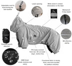 Dog Lightweight Windbreaker, Pet Outdoor Sports Jacket, 0.5 lbs,3 in One, Hooded, Easy on/Off with Collar and Harness, Reflective Piping, Packable, Dog Hiking/Camping, Grey (XXX-Large)
