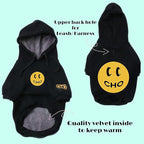 ChoChoCho Smiley Dog Hoodie Stylish Dog Clothes Smiley Face Sweater Cotton Sweatshirt Fashion Outfit for Dogs Cats Puppy Small Medium Large (2XL, Black)